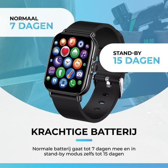 AyeWay Smartwatch - Waterdicht & Touchscreen - 70 Sportmodes - Met App - Smartwatch Heren & Dames - Zwart