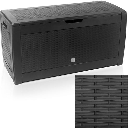 Opbergbox 310L UV-Bestendig Weerbestendig Wielen Tuinbox Rotan-look Antraciet