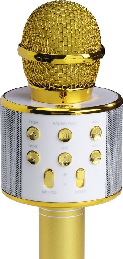 Denver Karaoke Microfoon Bluetooth - Draadloos - Karaoke Set - Ingebouwde Speaker - AUX - MicroSD - KMS20 - Goud