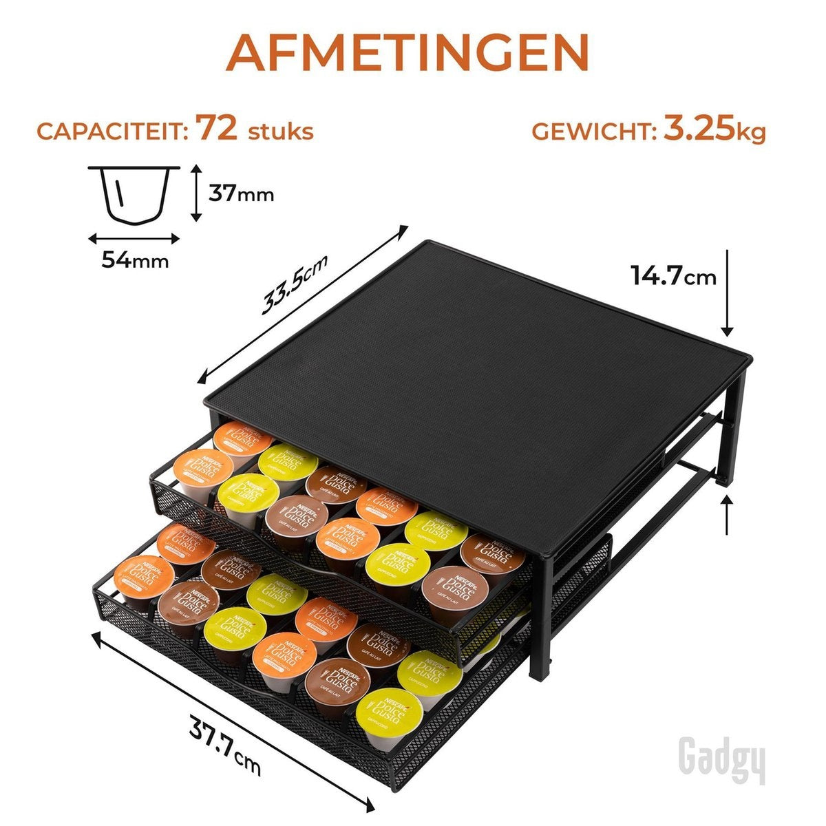 Geschikt voor Dolce Gusto Capsulehouders - Koffiecups Houder met 2 Lades - 72 Dolce Gusto Cups Capsulehouder - Antislip & Trilling Dempend - Vaderdag Cadeau