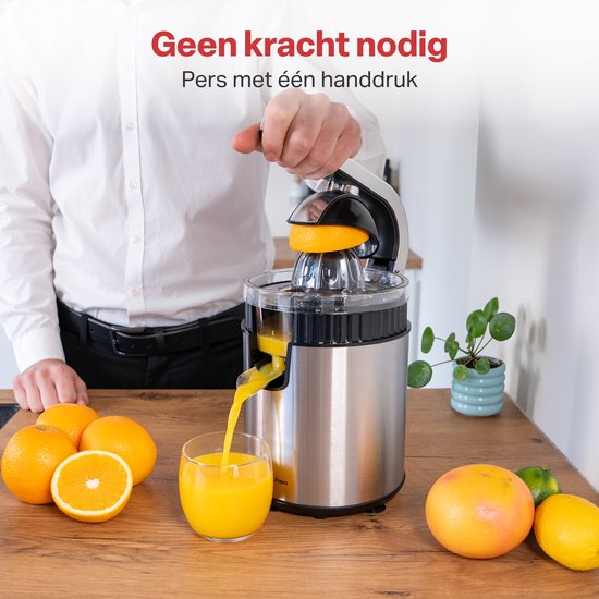 AoraKitchen Citruspers - Sinaasappelpers Elektrisch - 600ML - Citroenpers - 160W - Sapcentrifuge - 2 Perskegels