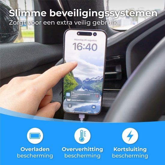Nuvance - Telefoonhouders Auto - Geschikt voor MagSafe iPhone 12/13/14/15 - Telefoonhouder met Draadloze Oplader - Wit