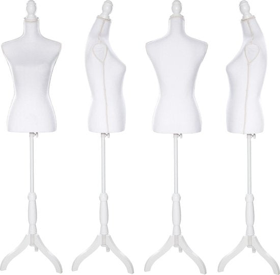 tectake® - paspop - damesbuste torso - wit - hoogte verstelbaar - 402566