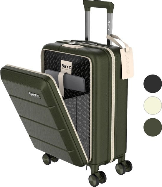 ONYX® Handbagage Koffer 35 L - Spinner wielen - Lichtgewicht Trolley - Dubbel TSA Slot - Handig voorvak - 55 cm - Olive