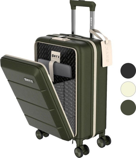 ONYX® Handbagage Koffer 35 L - Spinner wielen - Lichtgewicht Trolley - Dubbel TSA Slot - Handig voorvak - 55 cm - Olive