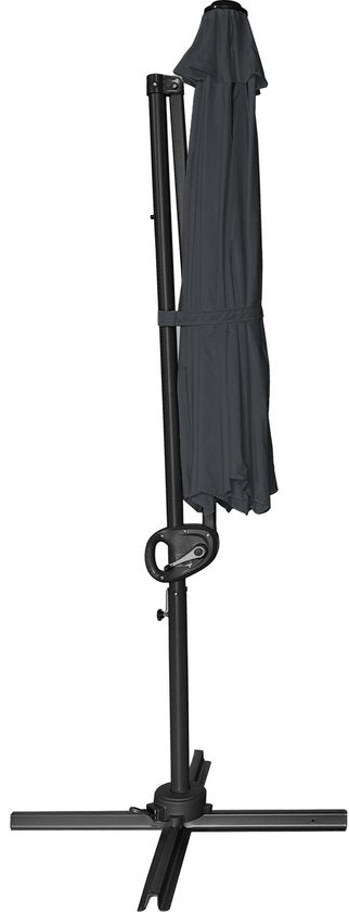 AXI Solea Zweefparasol Ø 300cm Antraciet/grijs incl. Hoes – Gepoedercoat frame met kruisvoet – 360° Draaibaar – UV werend doek