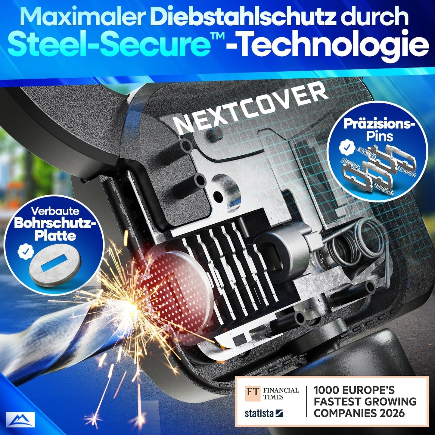 Nextcover E-scooterslot Steel-Secure Kettingslot - Rood - 25 x 13 x 13 cm - Sleutelslot voor E-Bike en Step