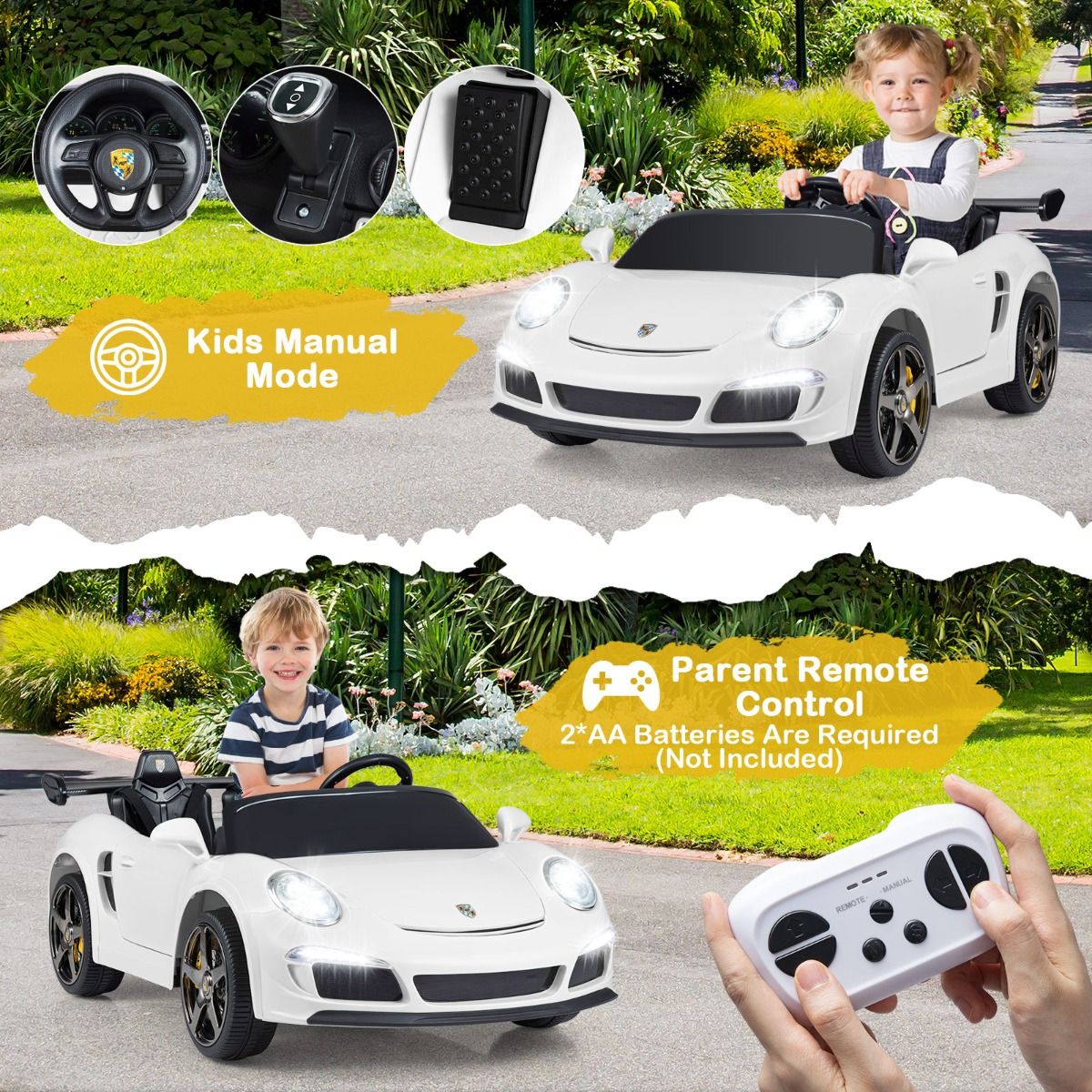 Coast Elektrische Kinderauto - afstandsbediening - ledverlichting - wit