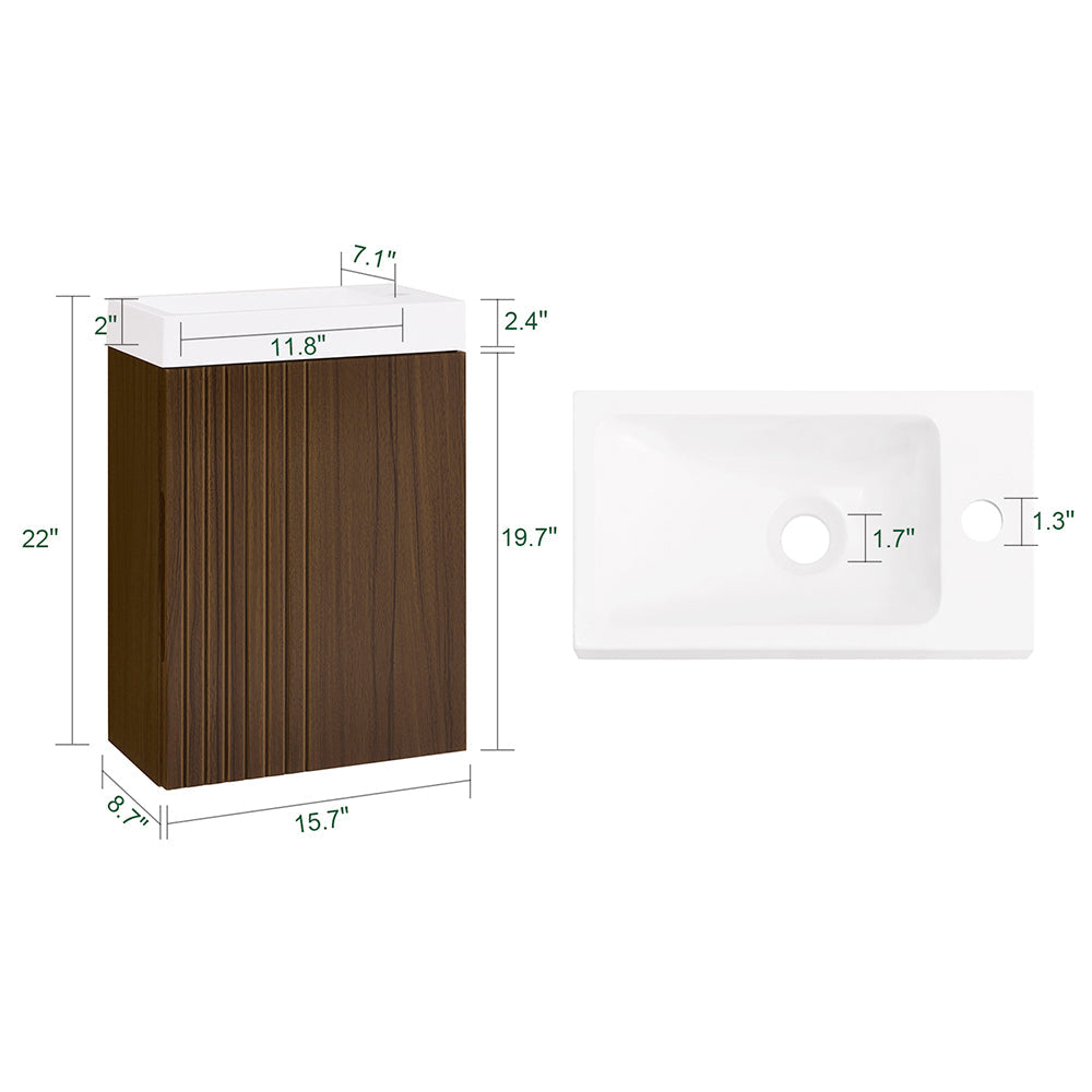 Compact en Stijlvol Badkamermeubel met Wastafel – SoBuy BZR196-BR (40 x 22 x 56 cm)
