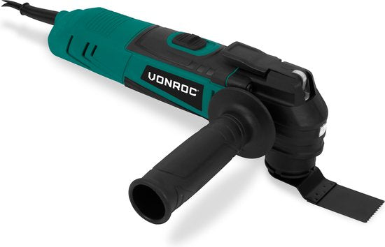 VONROC Oscillerende multitool 350W – Variabel toerental 12.000 – 22.000 p/min. – Incl. Schuurplaat, zaagblad, schraapmes en stofzuigeradapter