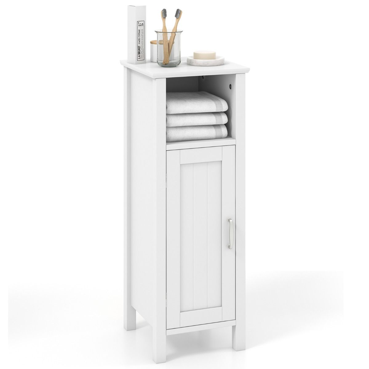Coast Vloerkast met Deur en Verstelbare Plank – Wit – 30 x 30 x 80 cm – Multifunctionele Opbergkast voor Slaapkamer, Keuken, Badkamer en Woonkamer