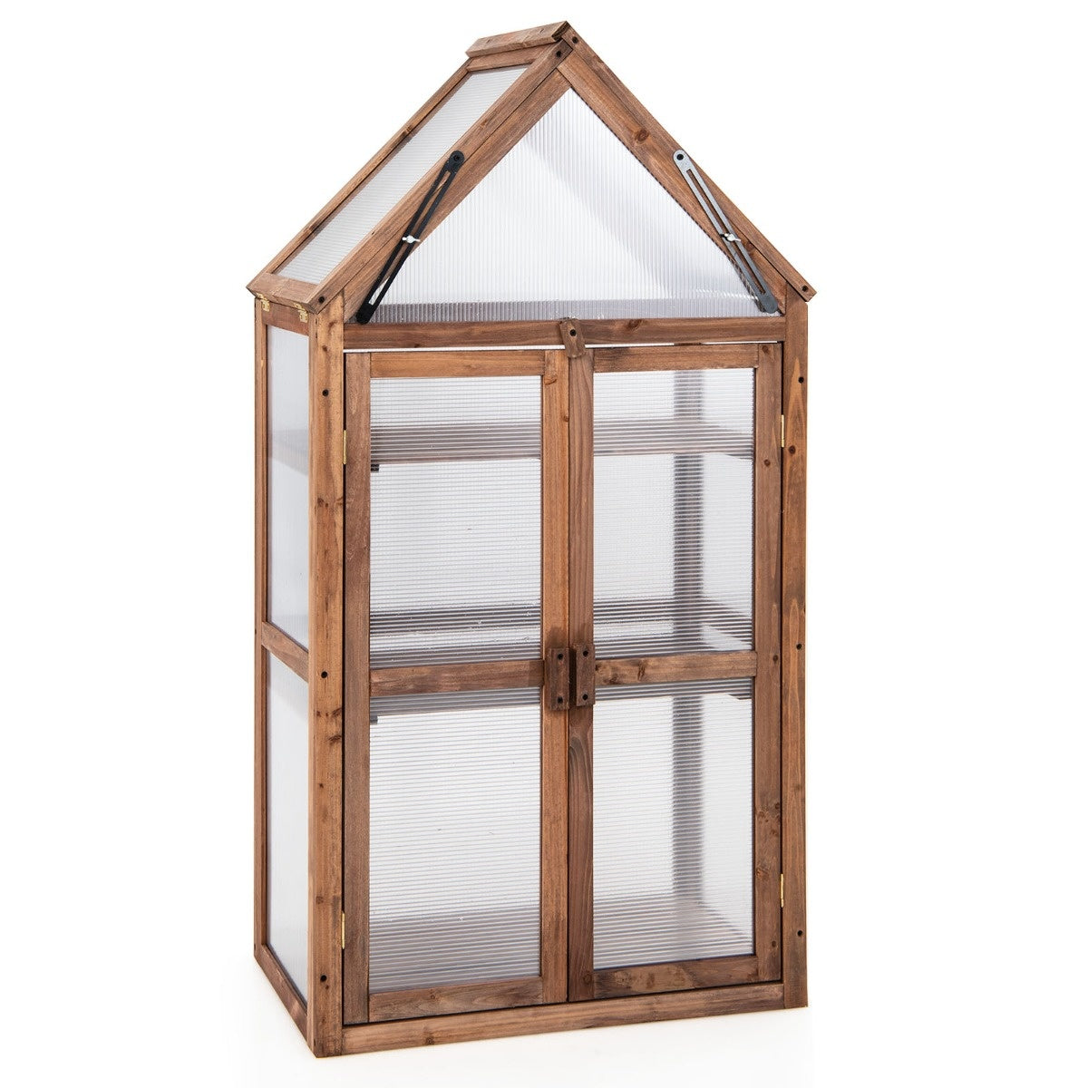 Coast Portable 3 Tier Mini Houten Serre met Verwijderbare Planken Transparant