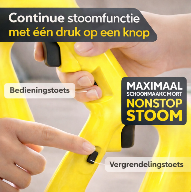 Neighbour's Friend 2-in-1 Stoomreiniger met Dweilfunctie 120 cm – Handstoomreiniger 1500 W – 450 ml – 4 m Snoer – Geel