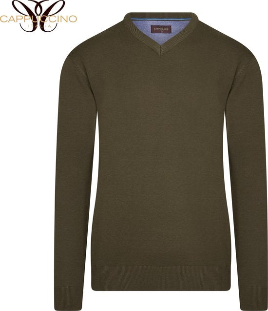 Cappuccino Italia - Heren Trui Salerno Pullover - Groen - Maat XXL