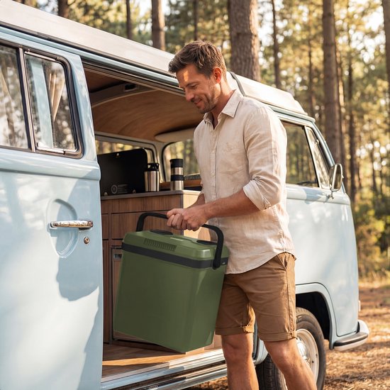 Auronic Koelbox Elektrisch 12V en 230 volt - 25L - Camping Koelkast - Auto - Koelen en Verwarmen - Frigobox - Groen