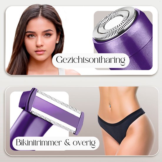 6-in-1 Bikinitrimmer - Sansbeauté® - Gezicht - Oksels - Benen - Bikinilijn - Wenkbrauw Trimmer - Gezichtsontharing Dames - Intieme Zone - Ladyshaves Bikini - Ontharingsapparaat Electrisch