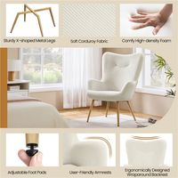 Yaheetech Loungestoel Corduroy Fauteuil met Hoge Rugleuning 68 × 70 × 97,5 cm Beige