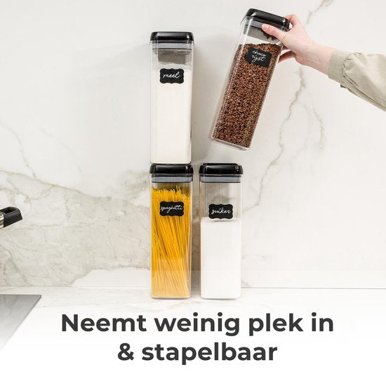 Stosh Voorraadpotten - Voorraadbussen - Snoeppot - 4 Stuks - 3.2L - BPA vrij - Kunststof