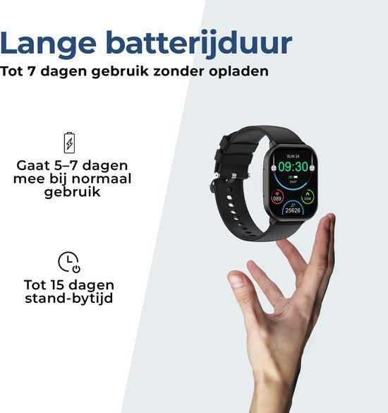 Denver Smartwatch - Android iOS - Volledige Belfunctie - Amoled Display - Sporthorloge - Hartslagmeter - Saturatiemeter - Slaapmonitor - SWC187B