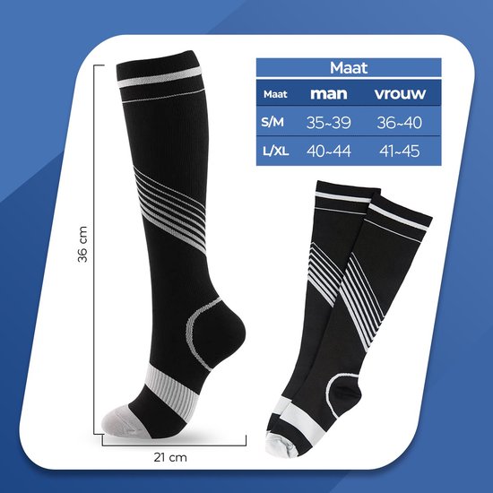 Roegaarden compressie sokken - compressiekousen - Steunkousen - Maat 45-47 - Zwart
