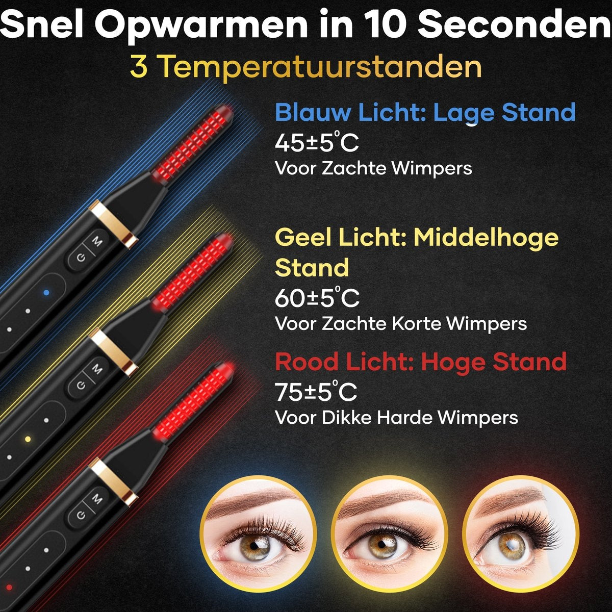 MoreWomen Wimperkruller Elektrisch - Verwarmbaar - 3 Standen - 24 uur resultaat - Incl Wimperborstel