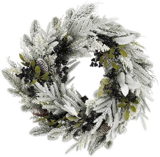 Mica Decorations Vesper Kerstkrans met Dennenappels - H13 x Ø50 cm - Zwart