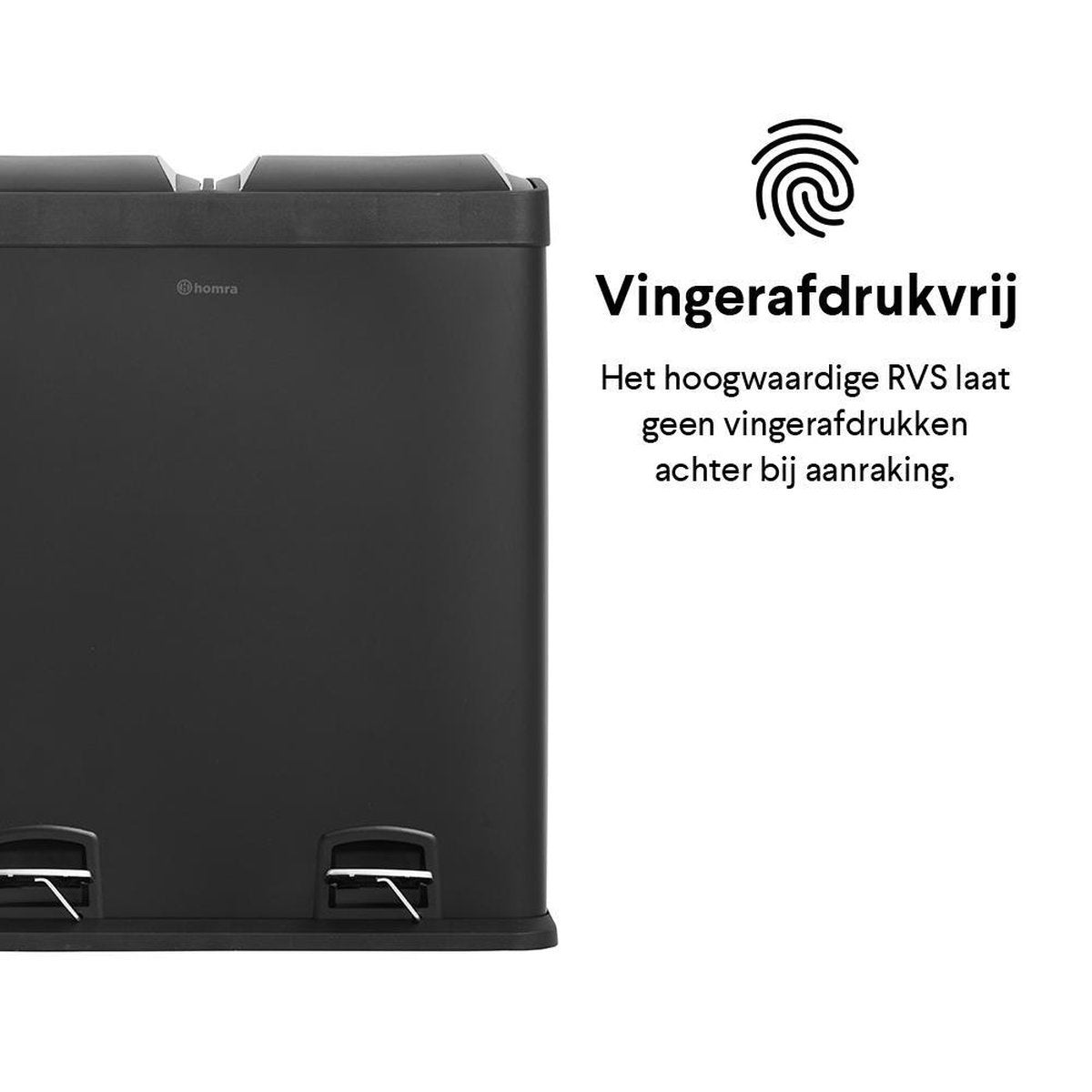 Homra NEVIQ Afvalscheiding Prullenbak MET 2 vakken - 2 x 30 L inhoud - Duo pedaalemmer - Zwart