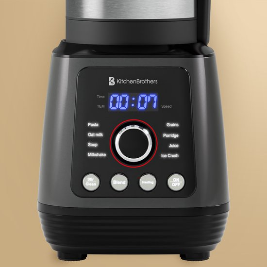 KitchenBrothers Blender - Thermoblender - 1.75L - Kookfunctie - 700+1000W - Smoothie Maker - IJscrusher - Zwart