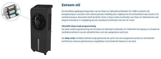 Clean Air Optima® CA-104B - 3in1 Aircooler, Luchtkoeler, Luchtbevochtiger en Circulator Ventilator - 360° automatische oscillatie - Extreem stil! 10dB