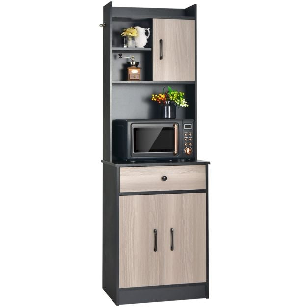 Coast Houten keukenkast met lade - Verstelbare planken - Grote open ruimte - 60 x 40 x 180 cm - Zwart