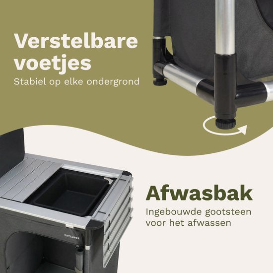 Trvlmore Campingkeuken met Windscherm en Afwasbak - 120 x 120 x 83 cm