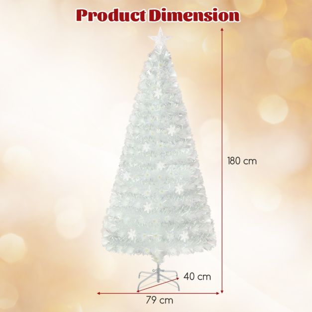 Coast Kunstkerstboom 180cm Besneeuwde Boom met LED Glasvezelverlichting 8 Modi CM25341DE