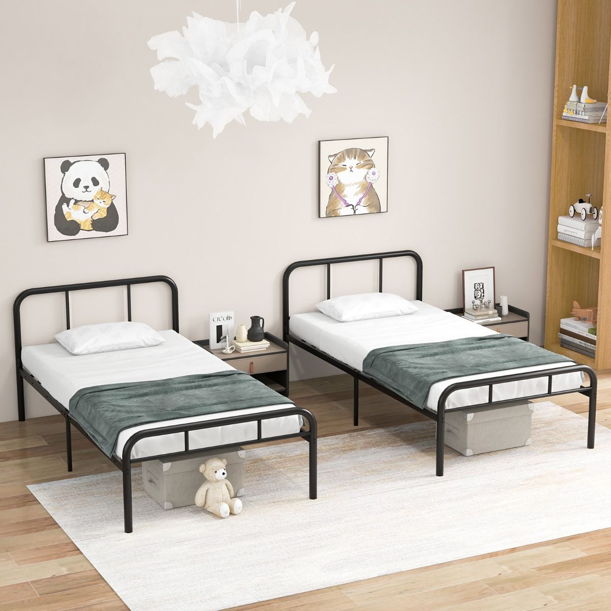 Coast Eenpersoonsbed - Metalen bedframe - Hoofd- en voeteneinde - 90 x 200 cm - Zwart