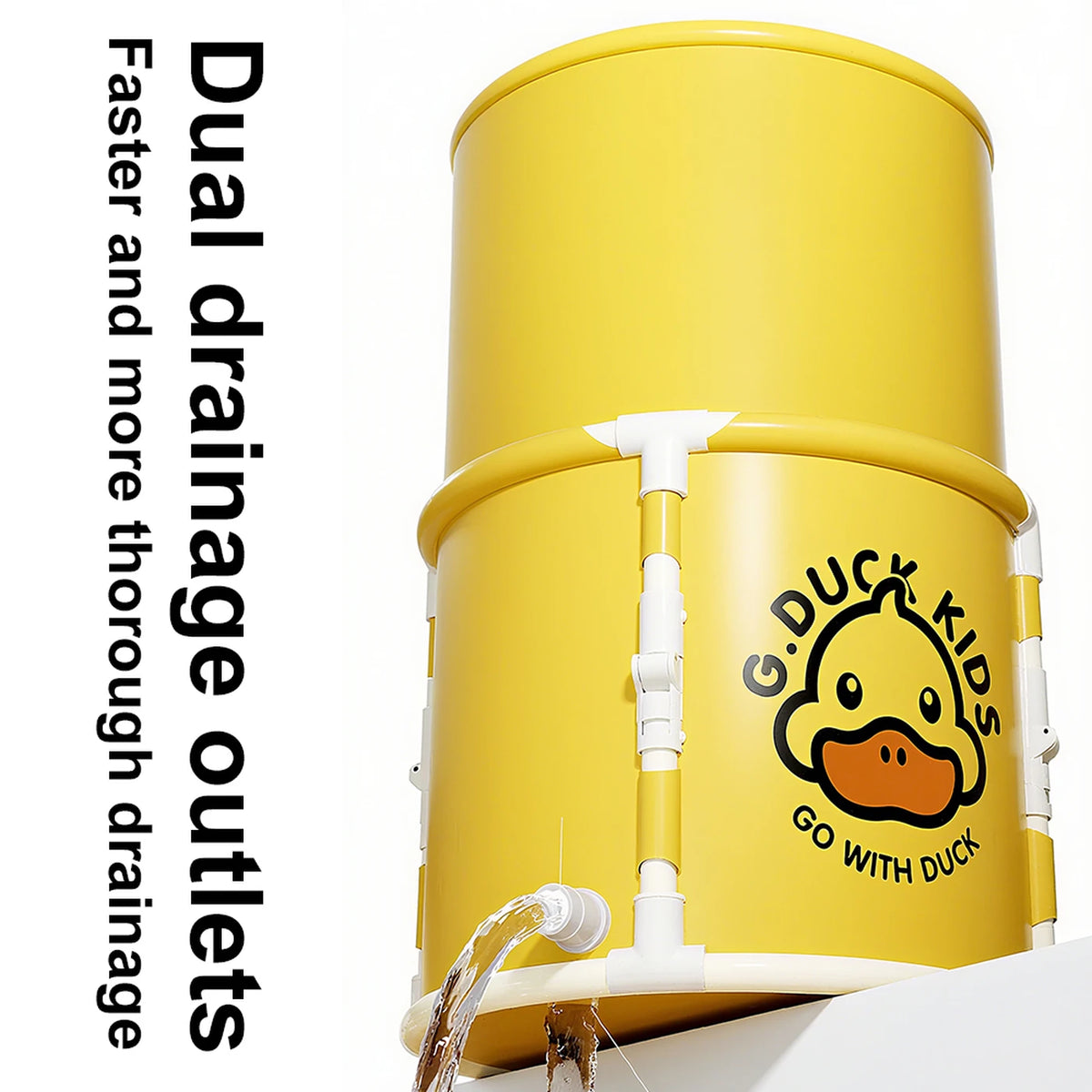 SNSP Opvouwbare Badkuip met Standaard - Eendendesign - Ø 70 x 63 cm - Geel/Wit