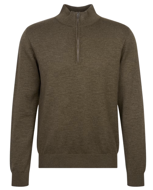 Seidensticker Quarter Zip Strickpullover Heren - Olive - 3XL