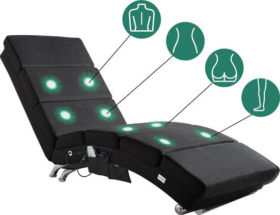 Casaria Relaxfauteuil - Massage en Verwarmingsfunctie Stof - Antraciet