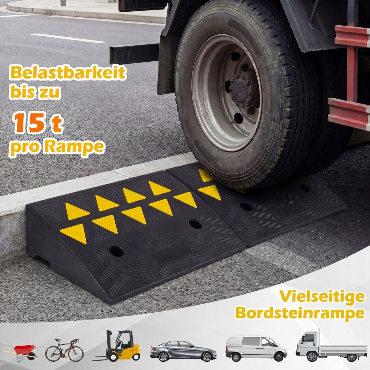 Coast Drempeloprijplaat Set van 2 - 15 ton draagkracht - antislip - zwart/geel - 48 x 33 x 13 cm