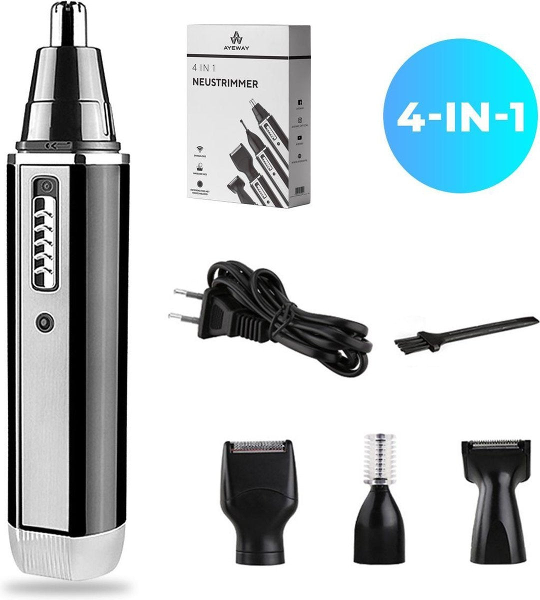 AyeWay 4 in 1 Trimmer - Draadloos - Neustrimmer - Baardtrimmer - Mannen & Vrouwen