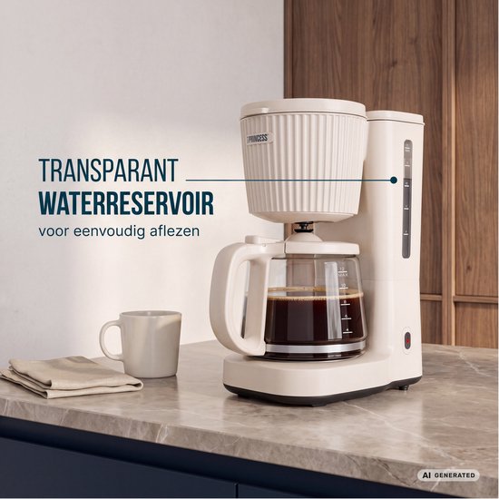 Princess Coffee Maker Wave Koffiezetapparaat – 1000 W – 1,5 L Glazen Kan – Warmhoudfunctie – Niet‑druppel Systeem - 246048