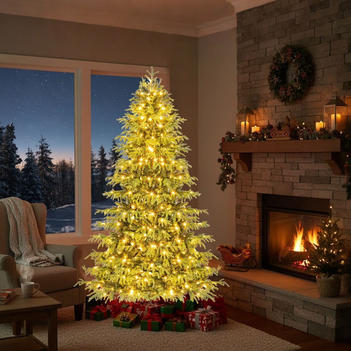 Coast Kunstkerstboom met verlichting - 180 cm - warmwitte LED-lampen - groen