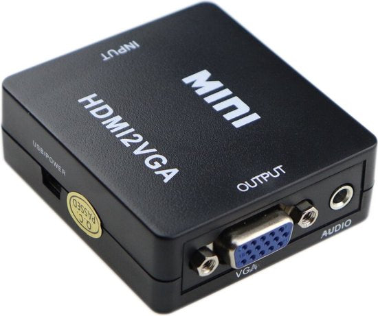 Techvavo® HDMI naar VGA Converter - HDMI naar VGA Adapter - 1080p Full HD (50/60 Hz) - Video Kabel Adapter - Zwart