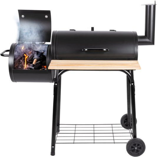 alpina Smokerbarbecue - BBQ Smoker - met Aparte Smoker - Instelbare Schoorsteen - 104 x 58 x 114 cm