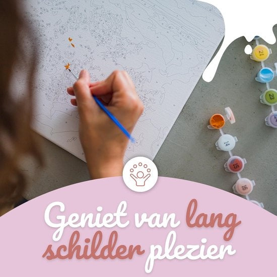 Rubye® Schilderen Op Nummer Volwassenen – Bloemen in Vaas – Inclusief Verf en Penselen – Canvas Schildersdoek – Kleuren op Nummer – 40x50cm