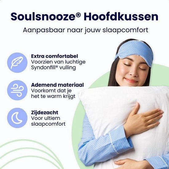 Soulsnooze Luxe Hoofdkussen - Set van 2 stuks - Medium - 60 x 70 cm - Aanpasbaar - Wit