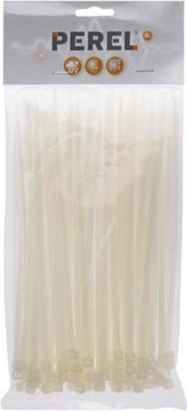Perel Set nylon kabelbinders 4.6x200mm - Wit, UV-bestendig, 100 st.