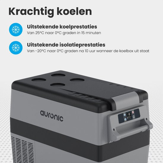 Auronic Compressor Koelbox Elektrisch 12V en 230 volt - Camping Koelkast - 5 Standen - 40.5L - Frigobox - Grijs