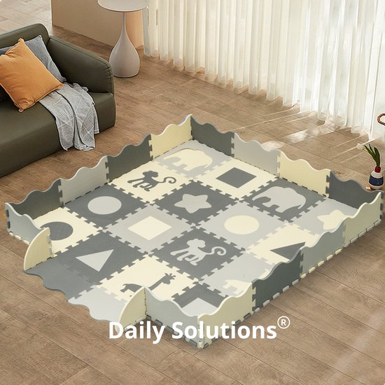Puzzelmat Baby - Speelmat Foam Opvouwbaar - Speelmat Baby - Baby Speelmat - Grijs