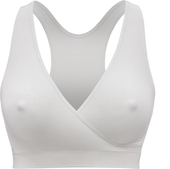 Medela Keep Cool Sleep bh - Naadloze slaapbh - Zwangerschapsbh - Voedingsbh met 2 ademende zones - Soft Touchmateriaal - Wit - Maat L