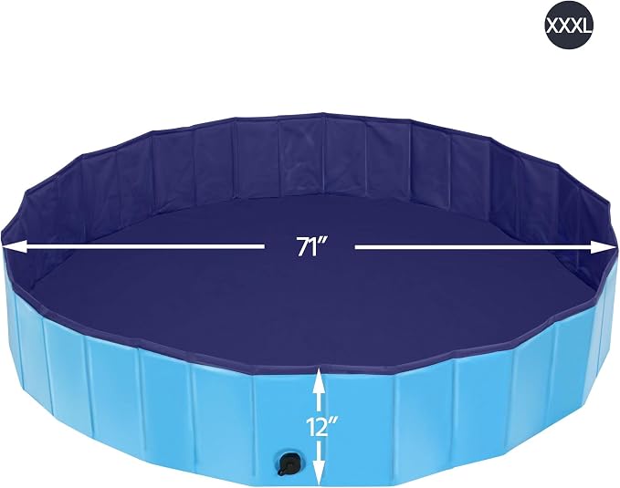 Yaheetech Hondenzwembad Ø180 x 30 cm - Opvouwbaar - PVC - Met Borstel/4 Patches - Blauw