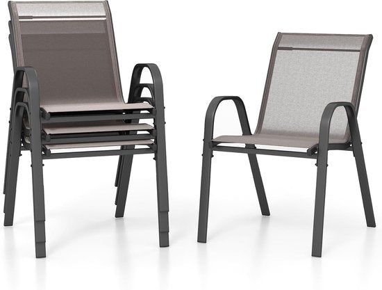 Coast Tuinstoelen - Set van 4 - Stapelbaar - Max. 150 kg - 56 x 70 x 84 cm - Grijs